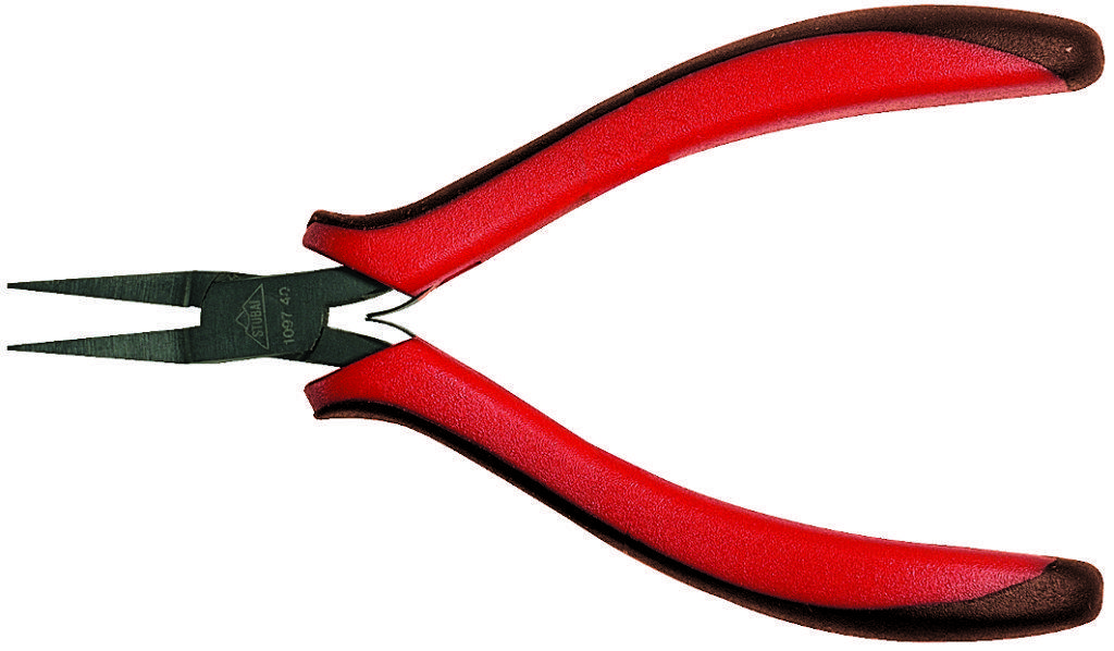 Flat round pliers with cutting edge 160 mm solid steel construction with 2K handles